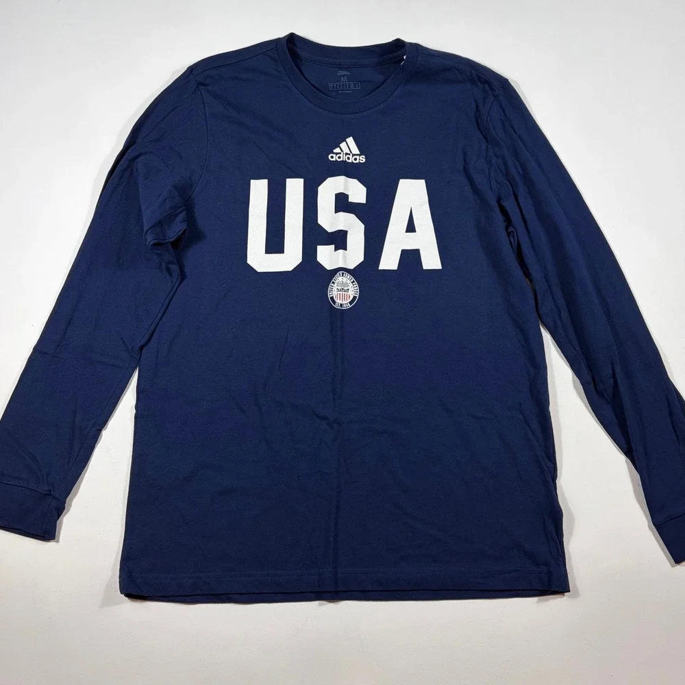 Adidas USA Armed Forces Long Sleeve Tee Mens Size Medium  Sports Navy Blue NEW